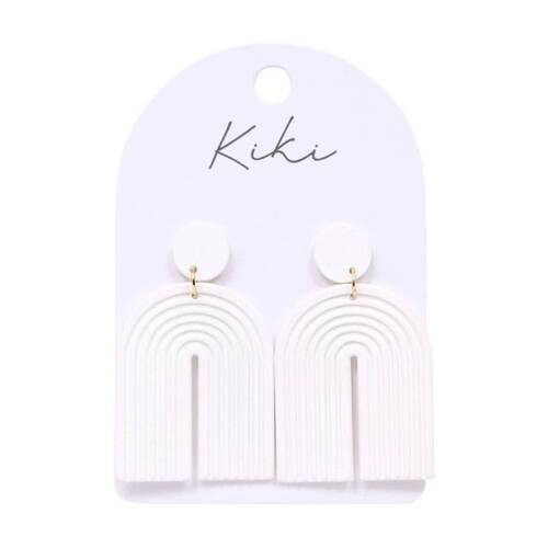 Kiki White Arch Earrings Lightweight Clay Metal Stainless Steel Posts