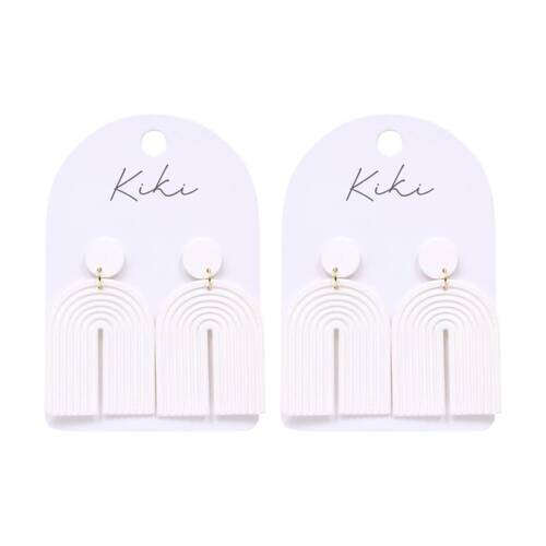 2PK Kiki White Arch Earrings Lightweight Clay Metal Stainless Steel Posts