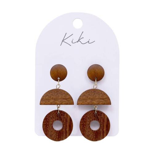 Kiki Wood Curve Earrings Lightweight Metal Stainless Steel Posts