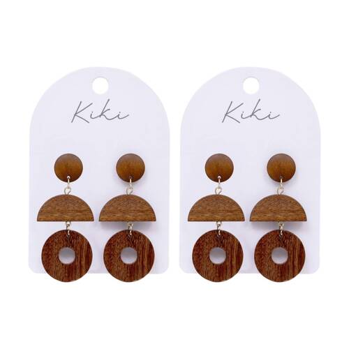 2PK Kiki Wood Curve Earrings Lightweight Metal Stainless Steel Posts