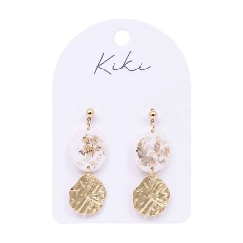 Kiki Light Shimmer Oval Earrings Lightweight Clay Metal White Gold