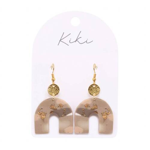 Kiki Shimmer Arch Earrings Lightweight Clay Stainless Beige Gold