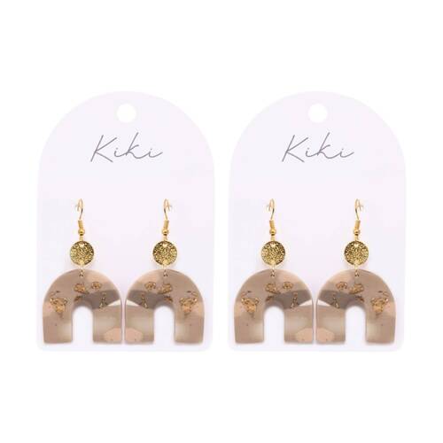 2PK Kiki Shimmer Arch Earrings Lightweight Clay Stainless Beige Gold