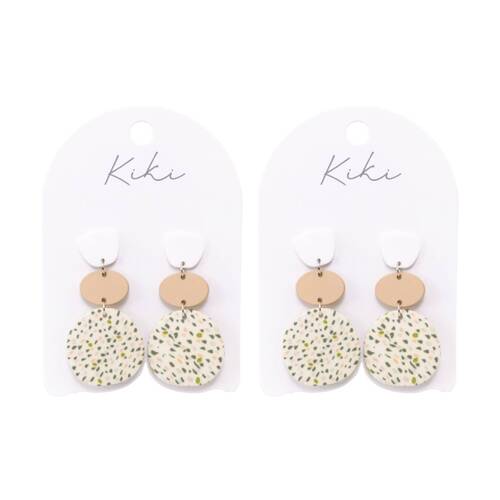 2PK Kiki Speckled Earrings Lightweight Clay Stainless Steel Green White