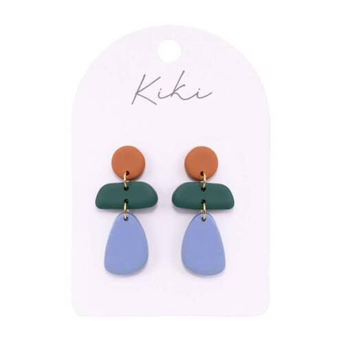 Kiki Rustic Morph Drops Earrings Clay Steel Blue Green Orange