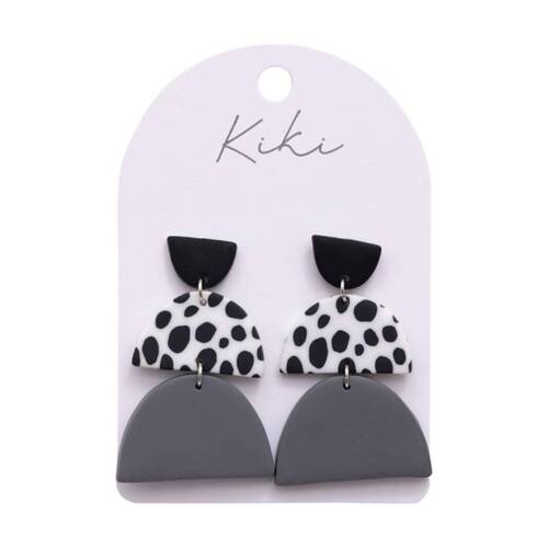 Kiki Modern Arches Earrings Lightweight Clay Metal Black White