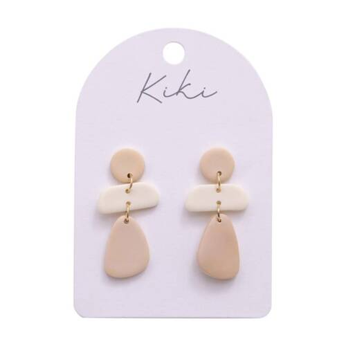 Kiki Morph Drops Earrings Lightweight Clay Metal Statement Beige