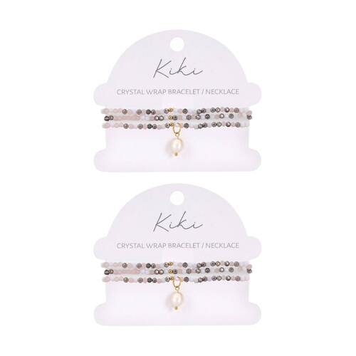 2PK Kiki Aurora Crystal Wrap Jewellery Bracelet Necklace Stainless Pink