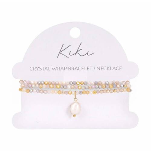 Kiki Marigold Charm Crystal Wrap Jewellery Bracelet Necklace Gold White Grey