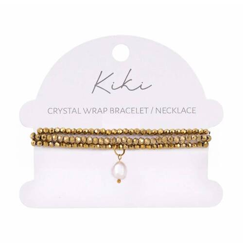 Kiki Golden Mirage Crystal Wrap Jewellery Bracelet Necklace Pearl Gold