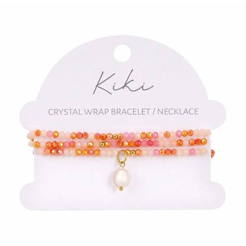 Kiki Blush Bloom Crystal Wrap Jewellery Bracelet Necklace Orange Pink White