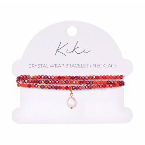 Kiki Crimson Flame Crystal Wrap Jewellery Bracelet Necklace Red