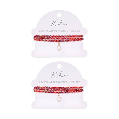 2PK Kiki Crimson Flame Crystal Wrap Jewellery Bracelet Necklace Red