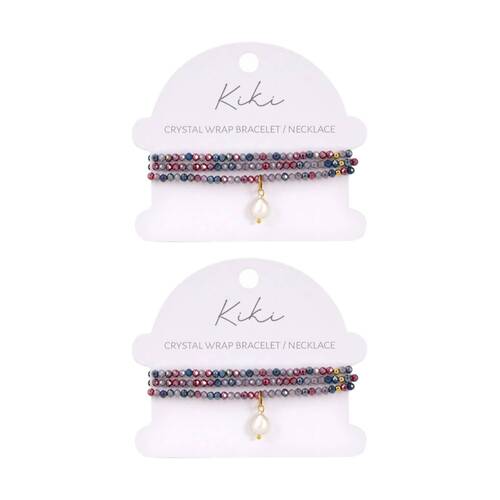 2PK Kiki Haze Crystal Wrap Jewellery Bracelet Necklace Purple Blue Red