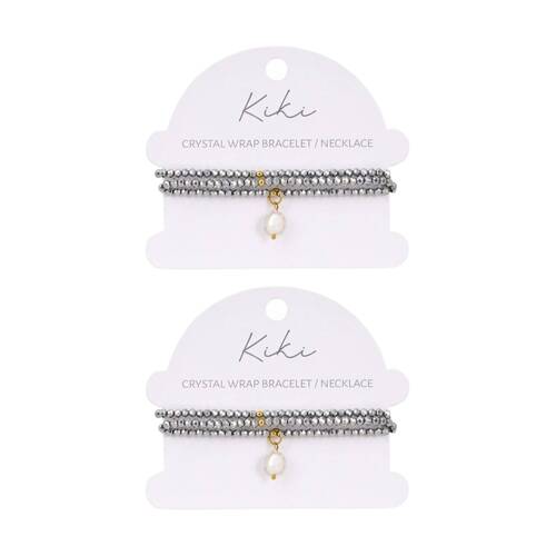 2PK Kiki Mist Crystal Wrap Jewellery Bracelet Necklace Stainless Silver