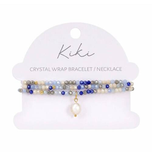 Kiki Azure Drift Crystal Wrap Jewellery Bracelet Necklace White Silver Blue