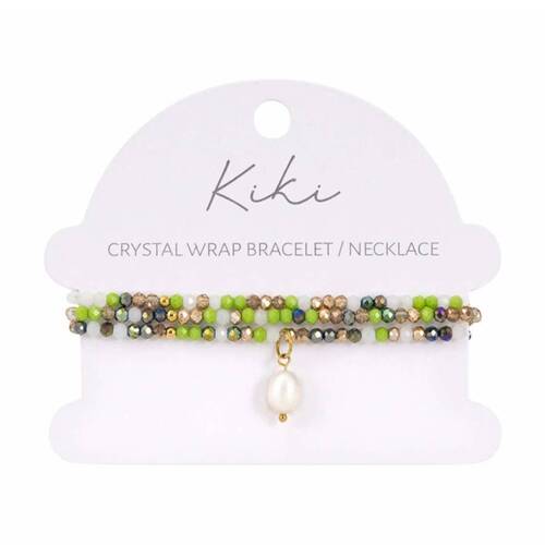 Kiki Oracle Crystal Wrap Jewellery Bracelet Necklace Green White Gold