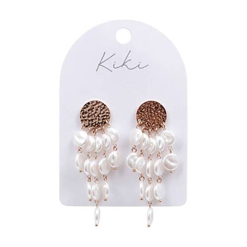 Kiki Pearl Cascade Earrings Stainless Steel Plastic Gold White