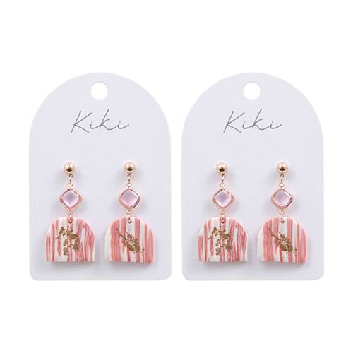 2PK Kiki Blush Glimmer Arch Earrings Stainless Steel Clay Pink White
