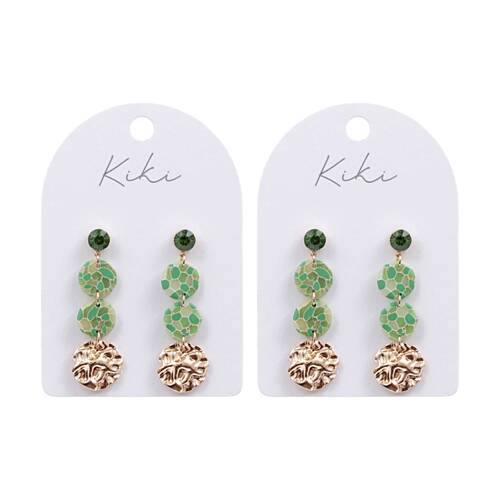 2PK Kiki Jade Hue Drops Earrings Stainless Clay Light Green Gold White
