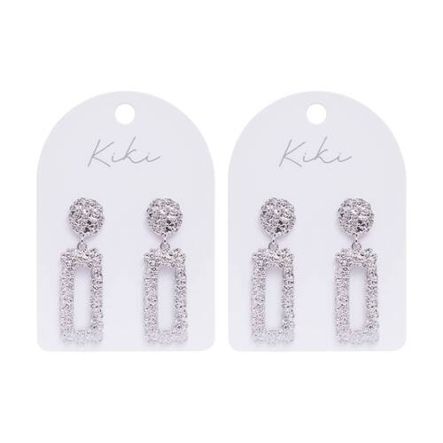 2PK Kiki Luxe Rectangle Earrings Stainless Steel Lightweight Silver