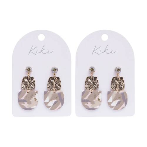 2PK Kiki Organic Arch Earrings Stainless Steel Clay Gold White Grey Pink
