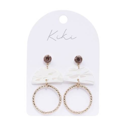 Kiki Half Moon Hoops Earrings Stainless Steel Clay White Gold Pink