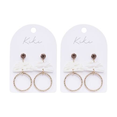 2PK Kiki Half Moon Hoops Earrings Stainless Steel Clay White Gold Pink