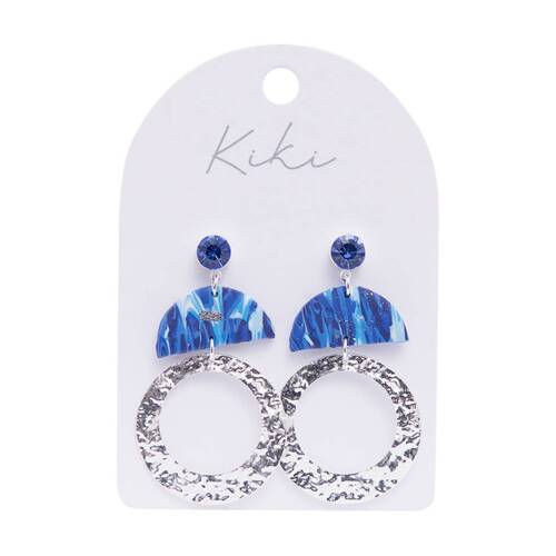Kiki Drops Earrings Stainless Steel Clay Lightweight Silver Blue