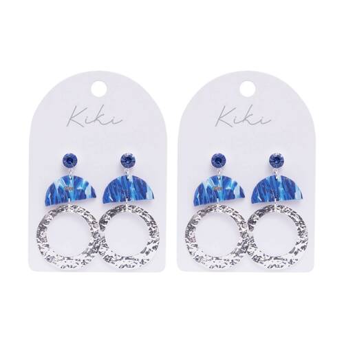 2PK Kiki Drops Earrings Stainless Steel Clay Lightweight Silver Blue