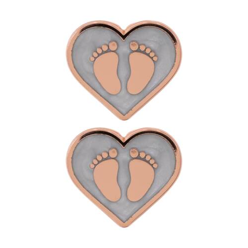 2PK Splosh Eternal Footprints Keepsake Pin Pearl Rose Gold White 3x1x2.5cm
