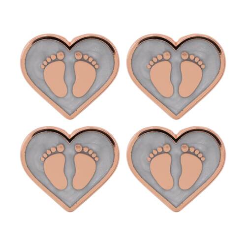 4PK Splosh Eternal Footprints Keepsake Pin Pearl Rose Gold White 3x1x2.5cm