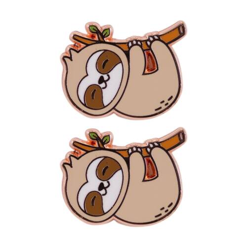 2PK Splosh Worry Sloth Keepsake Pin Enamel Rose Gold Beige White 3x1x2.5cm