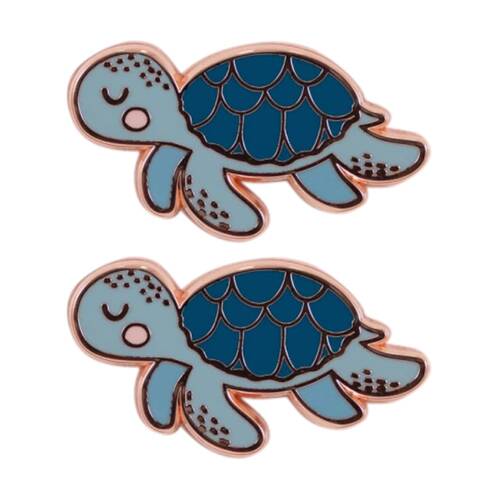 2PK Splosh Turtle Friend Keepsake Pin Enamel Rose Gold Blue Pink 3x1x2.5cm