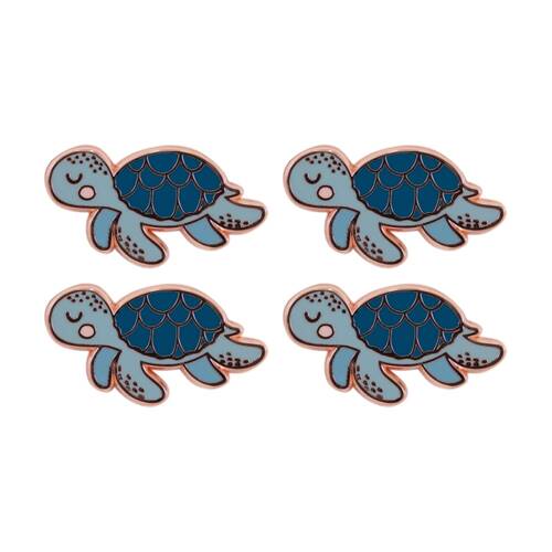 4PK Splosh Turtle Friend Keepsake Pin Enamel Rose Gold Blue Pink 3x1x2.5cm