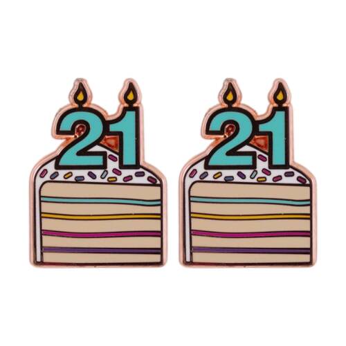 2PK Splosh 21st Birthday Keepsake Pin Multi-Coloured Rose Gold 3x1x2.5cm