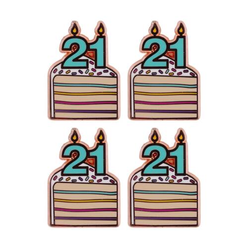 4PK Splosh 21st Birthday Keepsake Pin Multi-Coloured Rose Gold 3x1x2.5cm