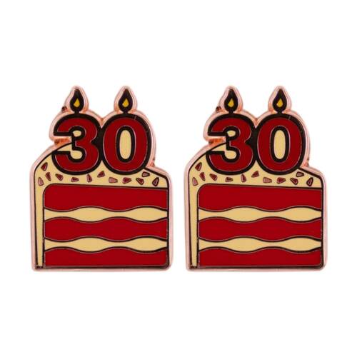 2PK Splosh 30th Birthday Keepsake Pin Enamel Rose Gold Red Beige 3x1x2.5cm
