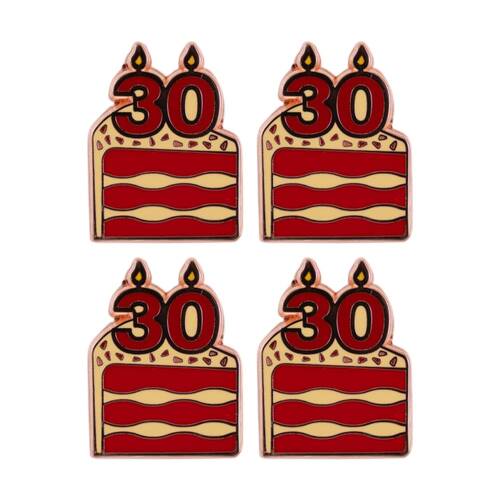 4PK Splosh 30th Birthday Keepsake Pin Enamel Rose Gold Red Beige 3x1x2.5cm