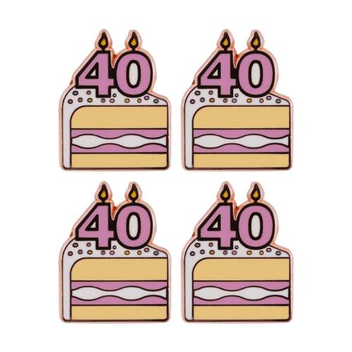 4PK Splosh 40th Birthday Keepsake Pin 3y+ Rose Gold Pink White 3x1x2.5cm