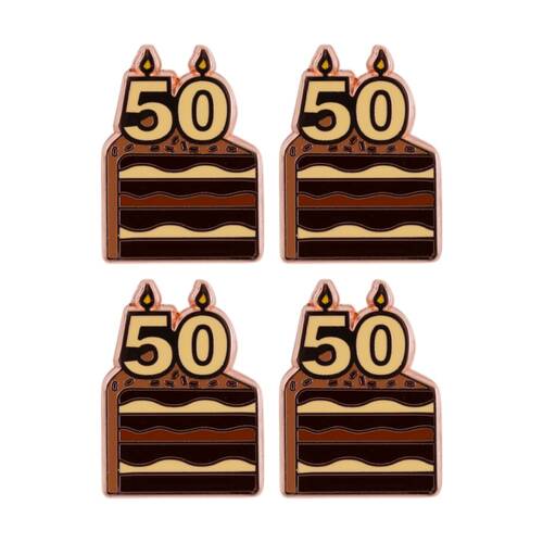 4PK Splosh 50th Birthday Keepsake Pin 3y+ Rose Gold Beige Brown 3x1x2.5cm