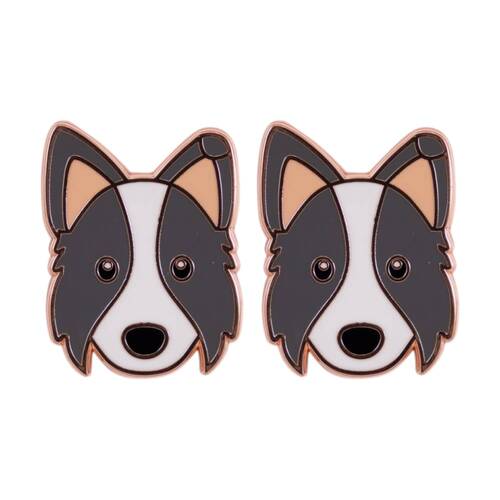 2PK Splosh Border Collie Keepsake Pin 3y+ Rose Gold Black White 3x1x2.5cm