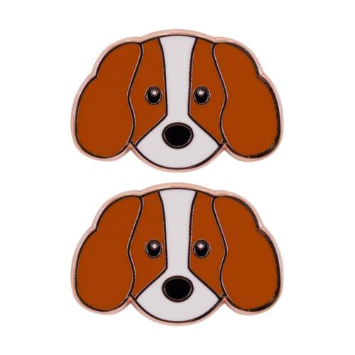 2PK Splosh Cavalier Keepsake Pin Enamel Rose Gold Brown White 3x1x2.5cm