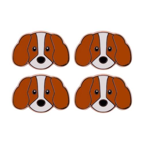 4PK Splosh Cavalier Keepsake Pin Enamel Rose Gold Brown White 3x1x2.5cm