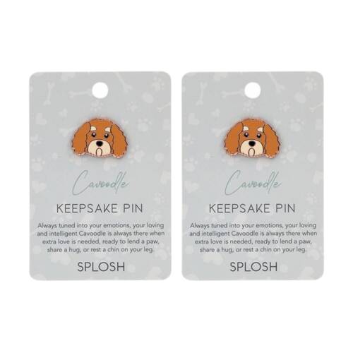 2PK Splosh Cavoodle Keepsake Pin Enamel Rose Gold Brown Beige 3x1x2.5cm