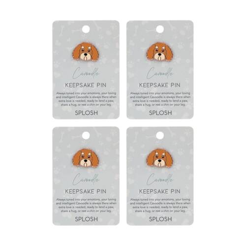 4PK Splosh Cavoodle Keepsake Pin Enamel Rose Gold Brown Beige 3x1x2.5cm