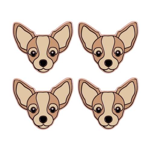 4PK Splosh Chihuahua Keepsake Pin Enamel 3y+ Rose Gold Beige 3x1x2.5cm
