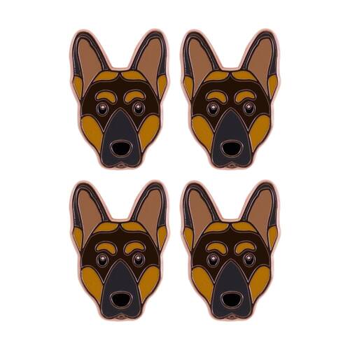 4PK Splosh German Shepherd Keepsake Pin Enamel Brown Rose Gold 3x1x2.5cm