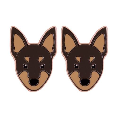 2PK Splosh Kelpie Keepsake Pin Enamel 3y+ Beige Brown Rose Gold 3x1x2.5cm