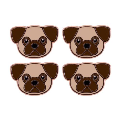 4PK Splosh Pug Keepsake Pin Enamel 3y+ Rose Gold Brown Beige 3x1x2.5cm